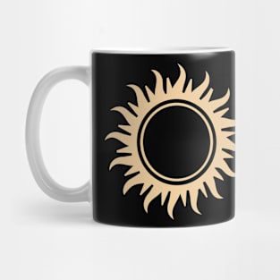 bohemian astrological design with sun, stars and sunburst. Boho linear icons or symbols in trendy minimalist style. Modern art Mug